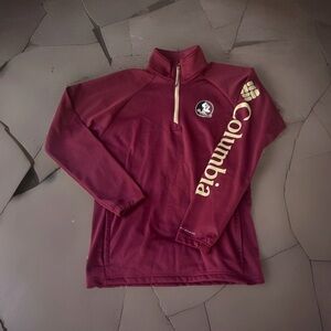 Columbia Maroon 1/4 Zip Pullover with Seminoles Patch FSU Small